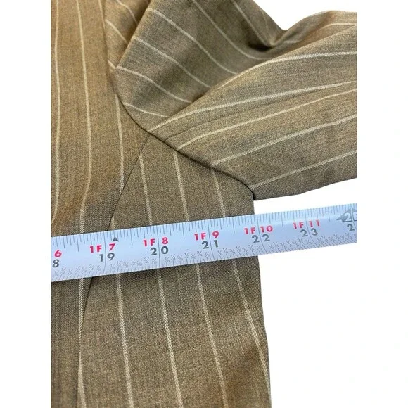 Lafayette 148 Wool Blazer Womens 16 Brown Pinstripe Career Office Long Line - Picture 8 of 13